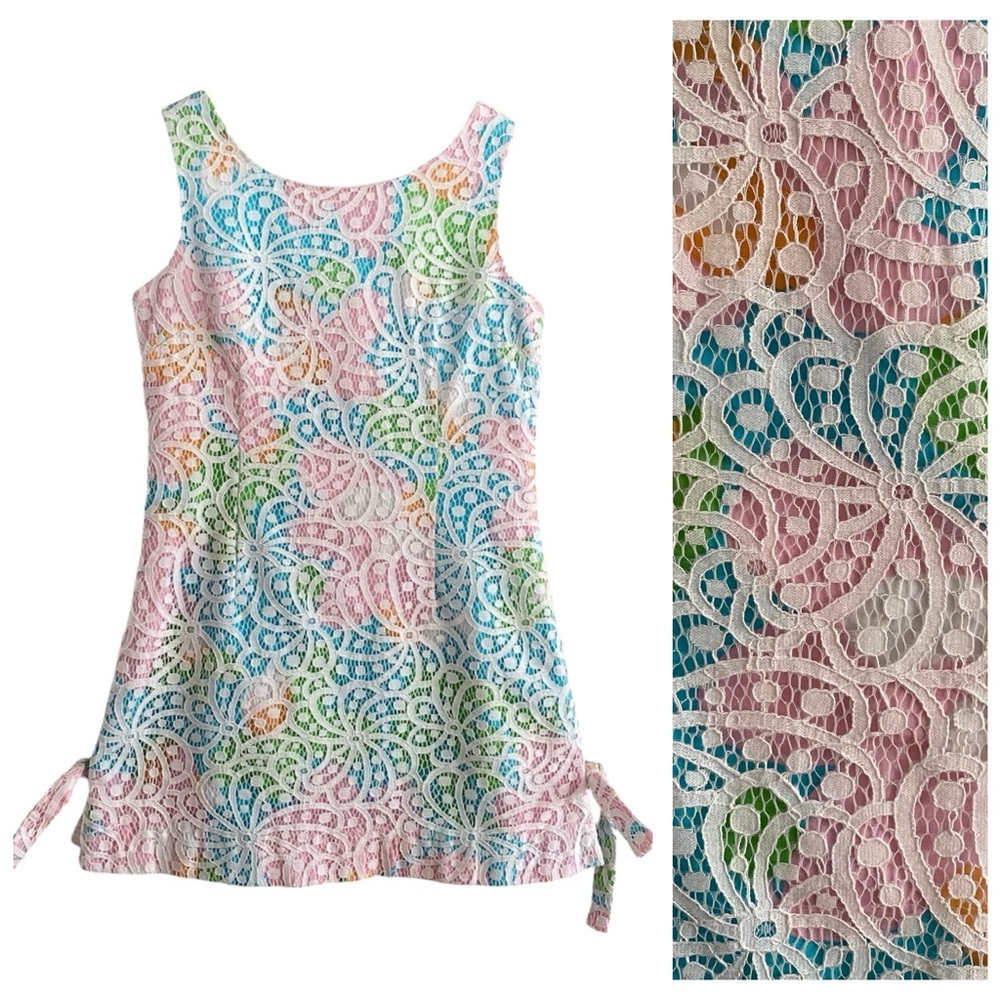 Lilly Pulitzer Colorful Floral Salisbury Lace Classic Shift Dress 6